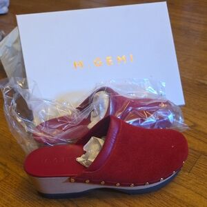 M. Gemi Red Suede Mules